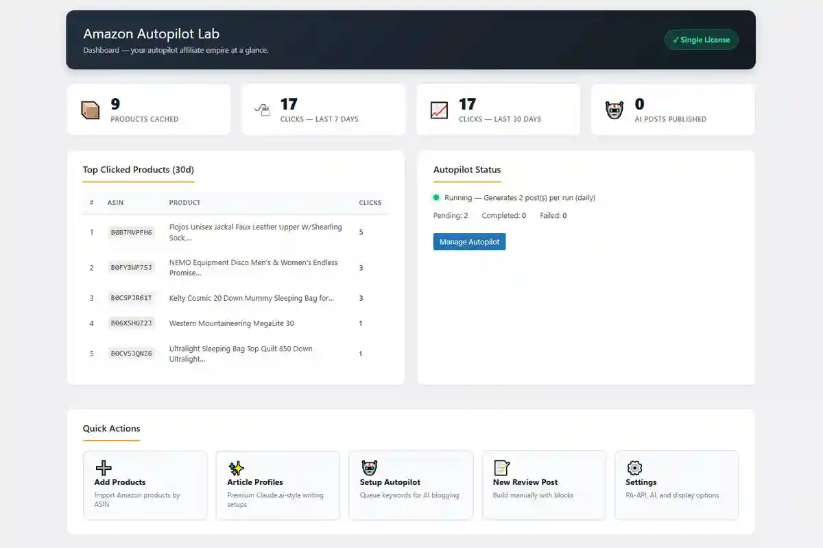 Amazon Autopilot Lab dashboard